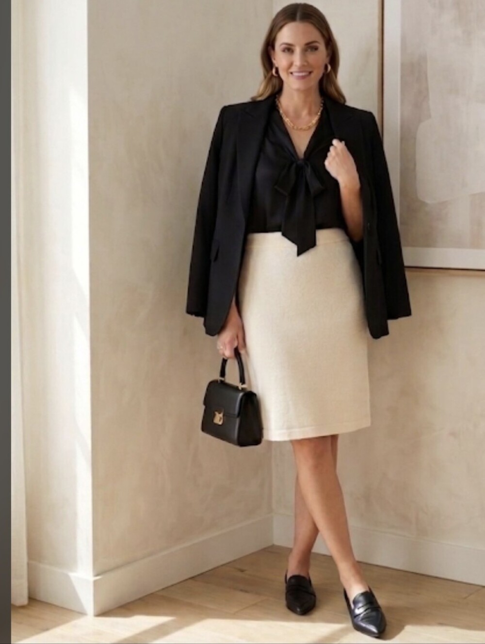 St. John Cream Mini Skirt